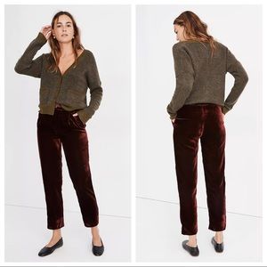Madewell Velvet Tapered Pleat Pull-on Pants